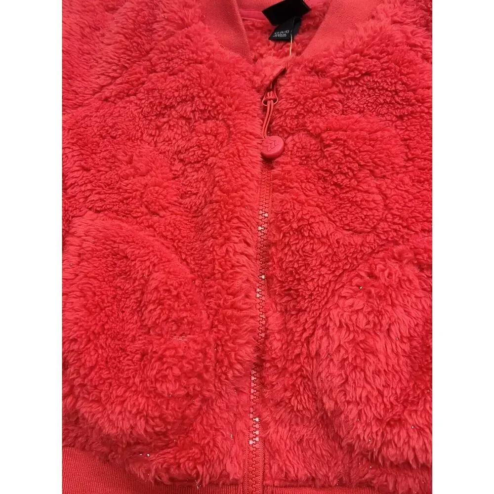 All in Motion Girls' XS (4/5) Fleece Sparkly Quilted Full Zip Soft‎ Red Jacket